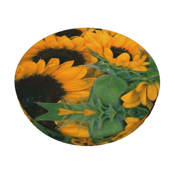 Bingfone12 Inch Padded Round Bar Stool Cover Cushion With Elastic Fabric Round Chair Seat - Sunflowers 7