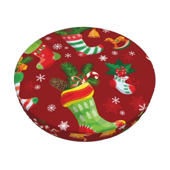 Bingfone12 Inch Padded Round Bar Stool Cover Cushion With Elastic Fabric Round Chair Seat - X-Mas And New Year