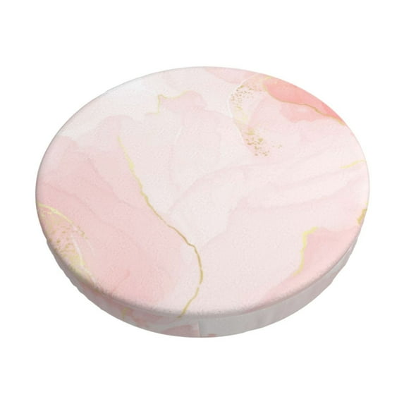 Bingfone12 inch Padded Round Bar Stool Cover Cushion with Elastic Fabric Round Chair Seat - Pink Marble