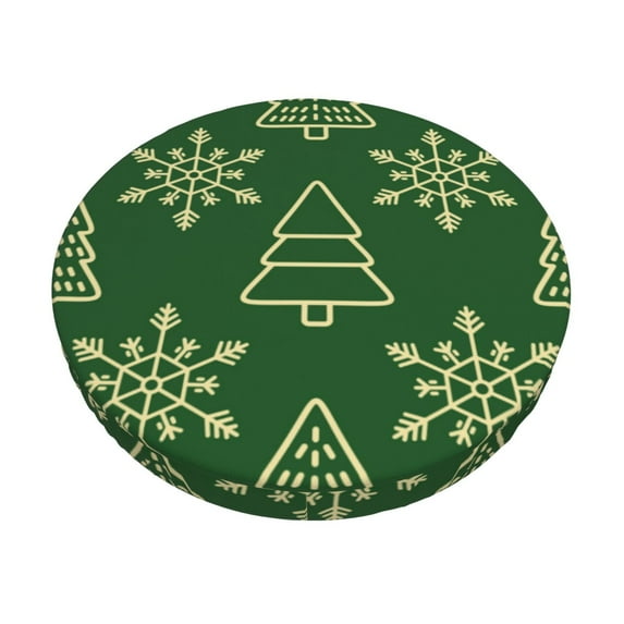 Bingfone13 Inch Padded Round Bar Stool Cover Cushion With Elastic Fabric Round Chair Seat - Christmas (2)