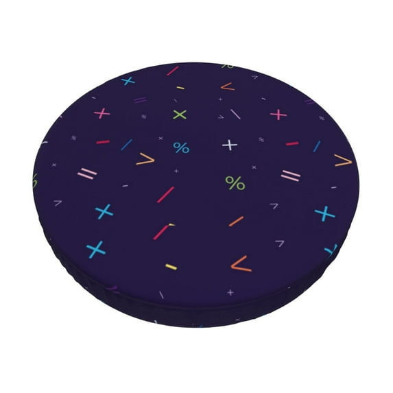 Bingfone13 Inch Padded Round Bar Stool Cover Cushion With Elastic Fabric Round Chair Seat - Mathematical Symbols