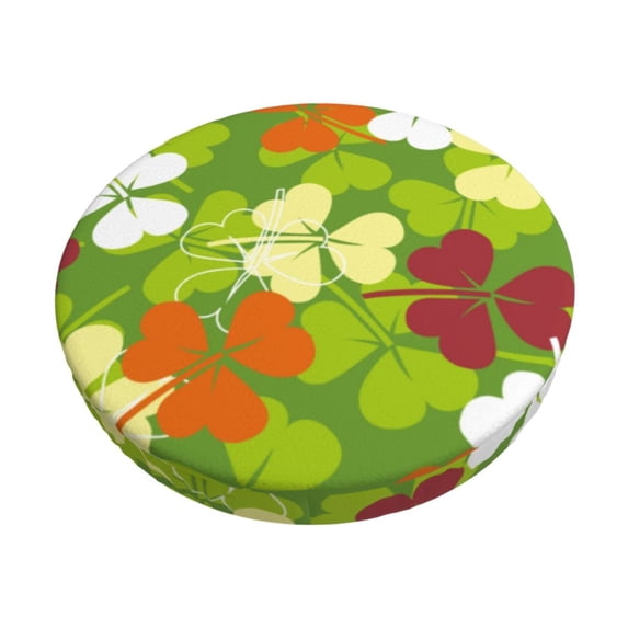 Bingfone13 inch Padded Round Bar Stool Cover Cushion with Elastic Fabric Round Chair Seat - St. Patrick's Day3