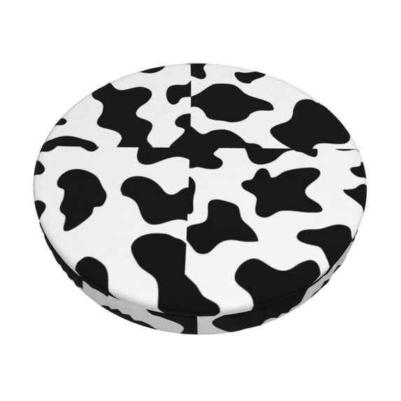Bingfone14 Inch Padded Round Bar Stool Cover Cushion With Elastic Fabric Round Chair Seat - Milk Cow