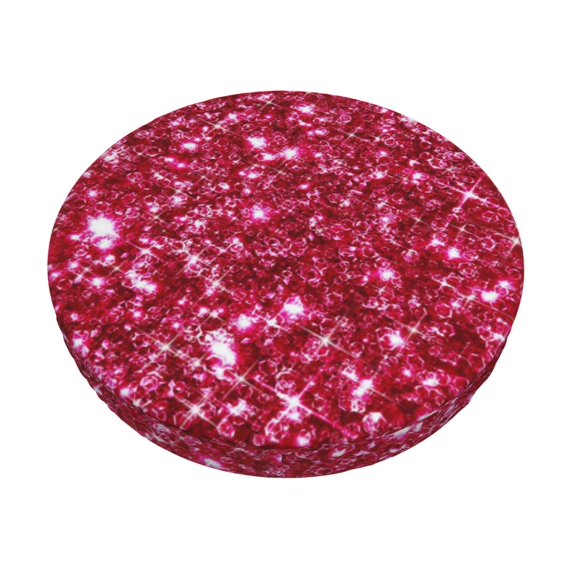 Bingfone14 Inch Padded Round Bar Stool Cover Cushion With Elastic Fabric Round Chair Seat - Pink Glitter
