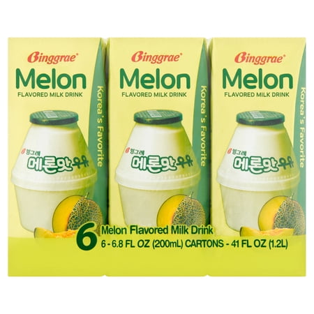 BINGGRAE Melon Flavored Milk Drink 6.8 fl oz 6ct