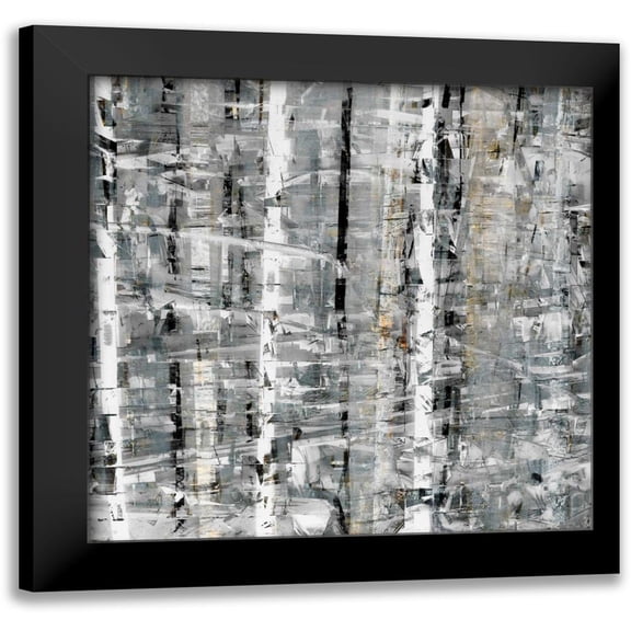 Bingham, John 12x12 Black Modern Framed Museum Art Print Titled - Birch Perspective Grey I