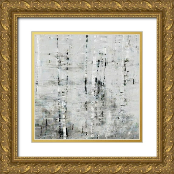 Bingham, John 12x12 Gold Ornate Wood Framed with Double Matting Museum Art Print Titled - Birch Perspective Grey III