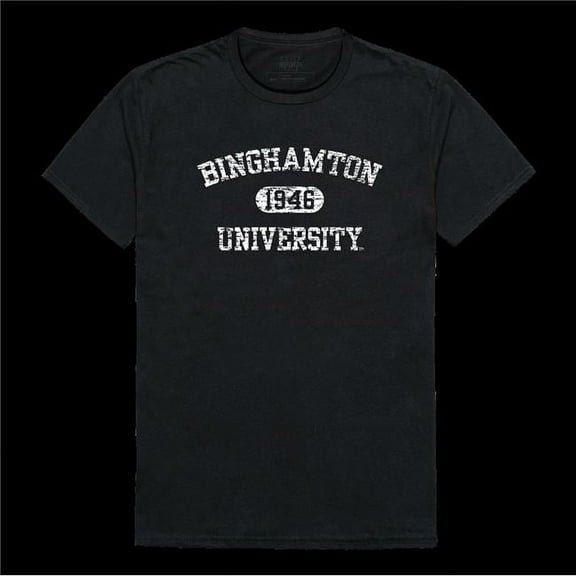 Binghamton University Bearcats Distressed Arch College T-Shirt, Black - Extra Large