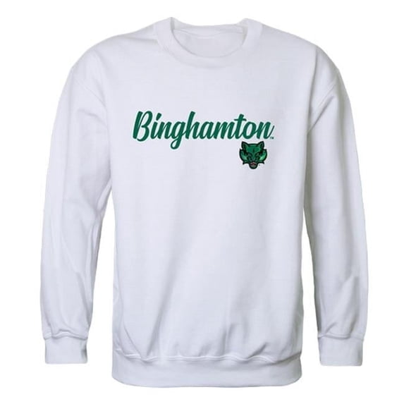 Binghamton University Script Crewneck T-Shirt, White - Extra Large