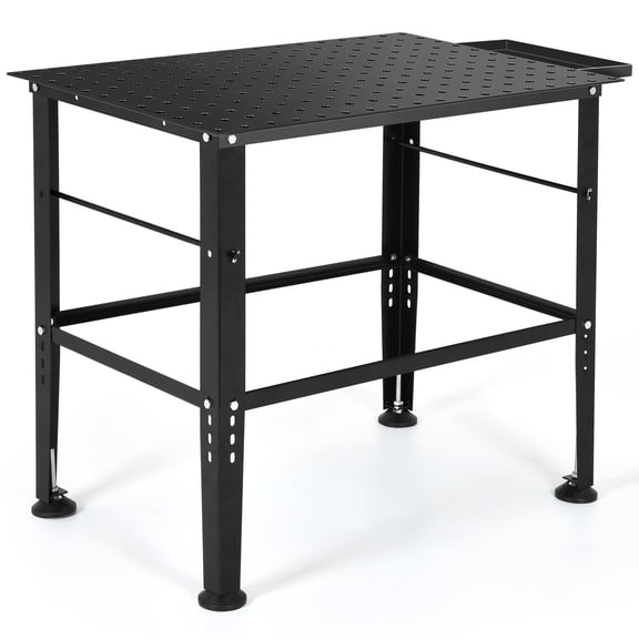 Bingirl 36"x24" Steel Welding Workbench Table, 5/8-inch Fixture Holes, 1500lbs Load Capacity Portable Work Bench,HeavyDuty Welding Table Lockable Caster for Welding Sawing, Black
