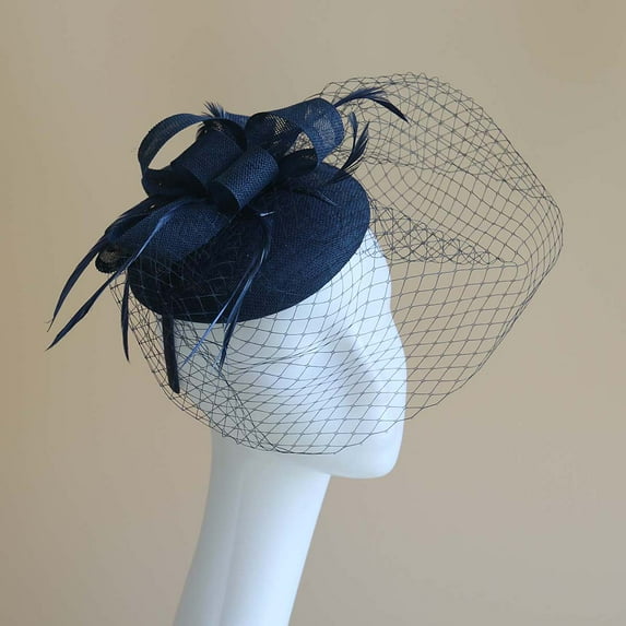Bingirl Fascinator Hat Sheer Mesh Large Flower Veil for Women Retro Tea Party Pillbox Derby Kentucky Hat Fascinator Feather Headpiece Art Deco for Party Acessories