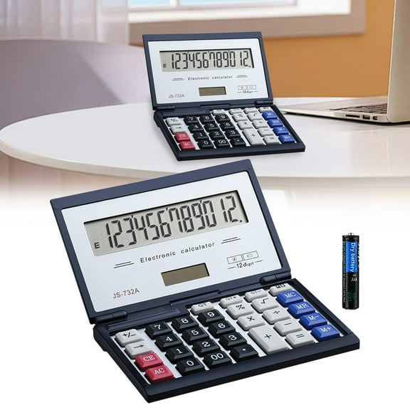 Binglerxi Business/Student Folding Calculator - 12-Digit Large Display Powered by Battery