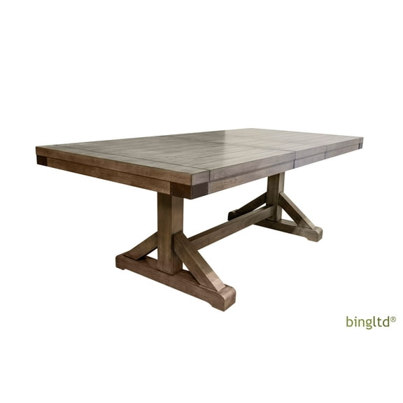 Bingltd Atlas 84-Inch Rubberwood Extension Indoor Dining Table with Table Top, Mounting Plate and Legs, Brindle (1 Count)