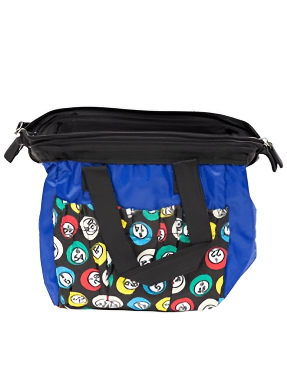 Bingo Bag - Zipper Closure - Carrying Handle - 6 pockets - Cotton and Nylon - Blue