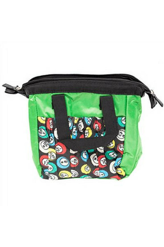 Bingo Bag - Zipper Closure - Carrying Handle - 6 pockets - Cotton and Nylon - Green