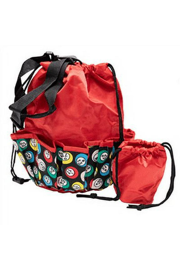 Bingo Bag and Coin Purse Set - Bingo Ball Print Design - Adjustable Shoulder Strap - Cotton and Nylon - Red