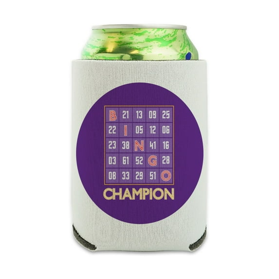 Bingo Champion Can Cooler - Drink Sleeve Hugger Collapsible Insulator - Beverage Insulated Holder