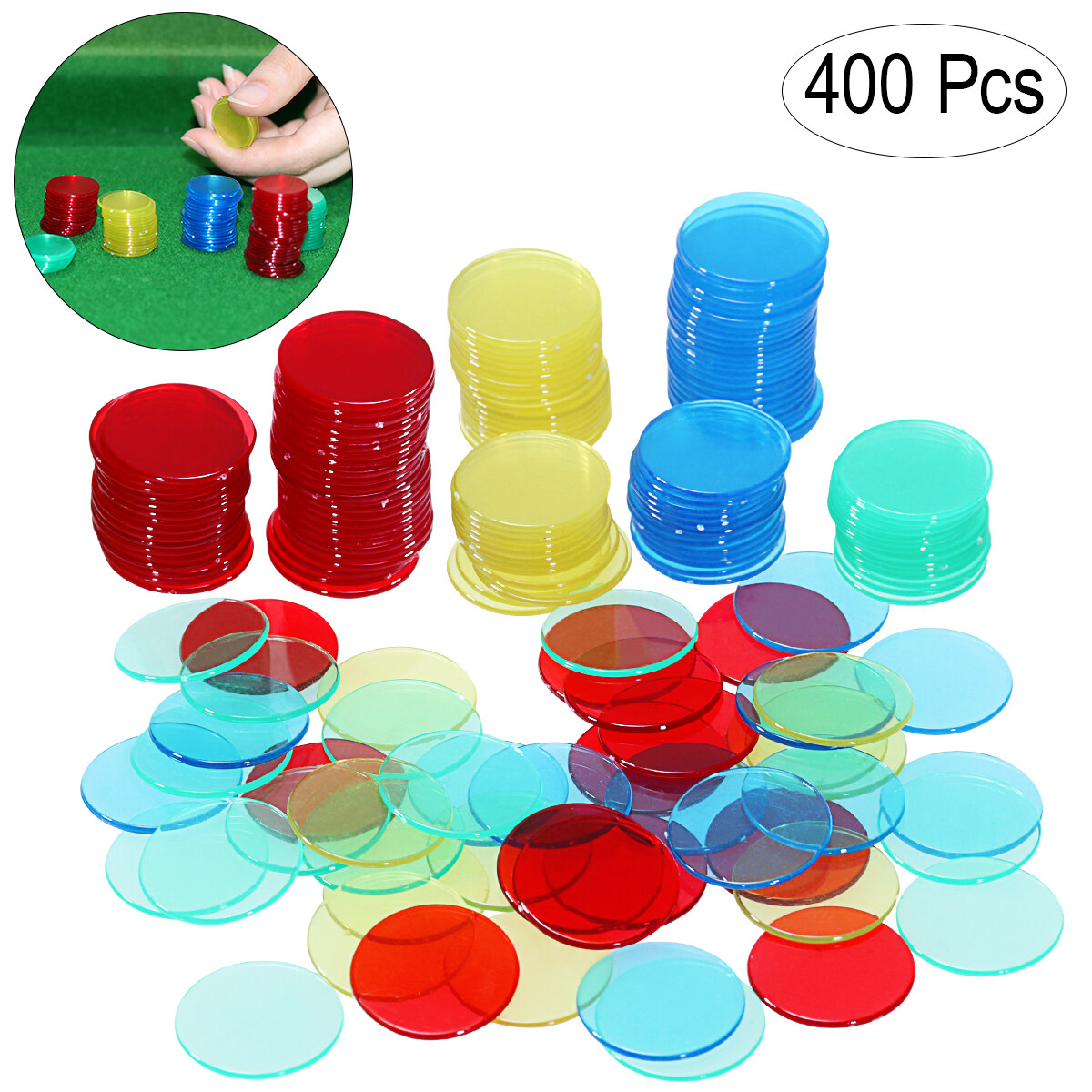 Bingo Chips, NUOLUX 400pcs 4 Colours 3/4 Inch Pro Count Bingo Chips Markers for Bingo Game Cards