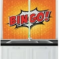 thumbnail image 1 of Bingo Curtains 2 Panels Set, Comic Speech Bubble Cartoon Pop Art Retro Style Star Burst Backdrop, Window Drapes for Living Room Bedroom, 55W X 39L Inches, Orange Vermilion and Black, by Ambesonne, 1 of 2