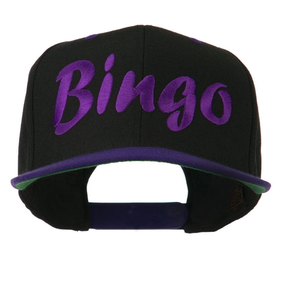 Bingo Embroidered Flat Bill Cap - Black Purple OSFM