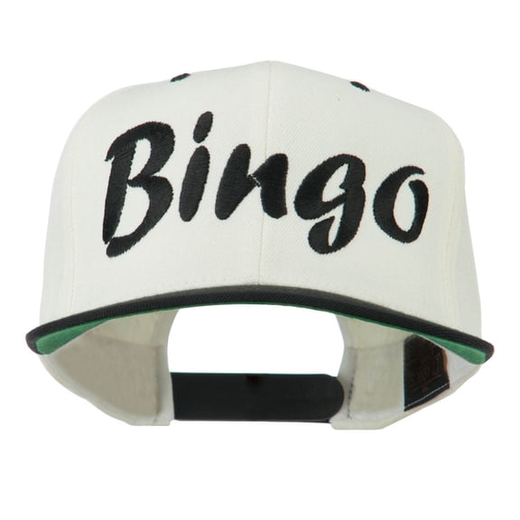 Bingo Embroidered Flat Bill Cap - Natural Black OSFM