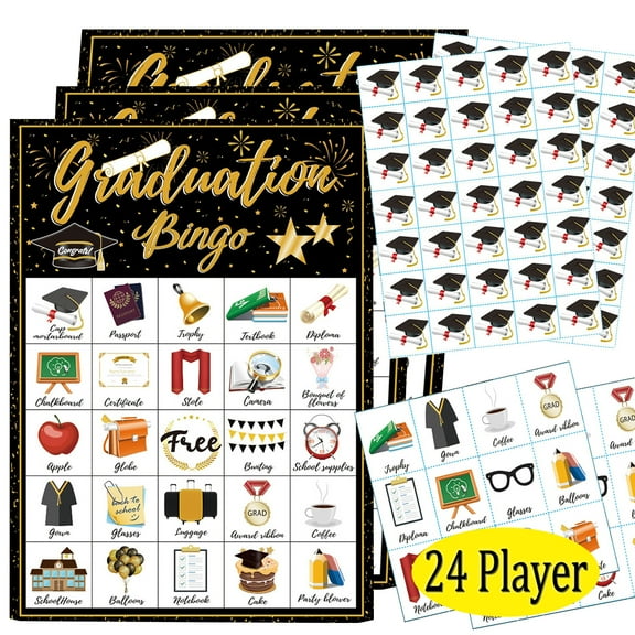 Bingo Game Graduation Party Games Bingo Cards for School Classroom Family Activities Graduation Party Supplies 24 Players