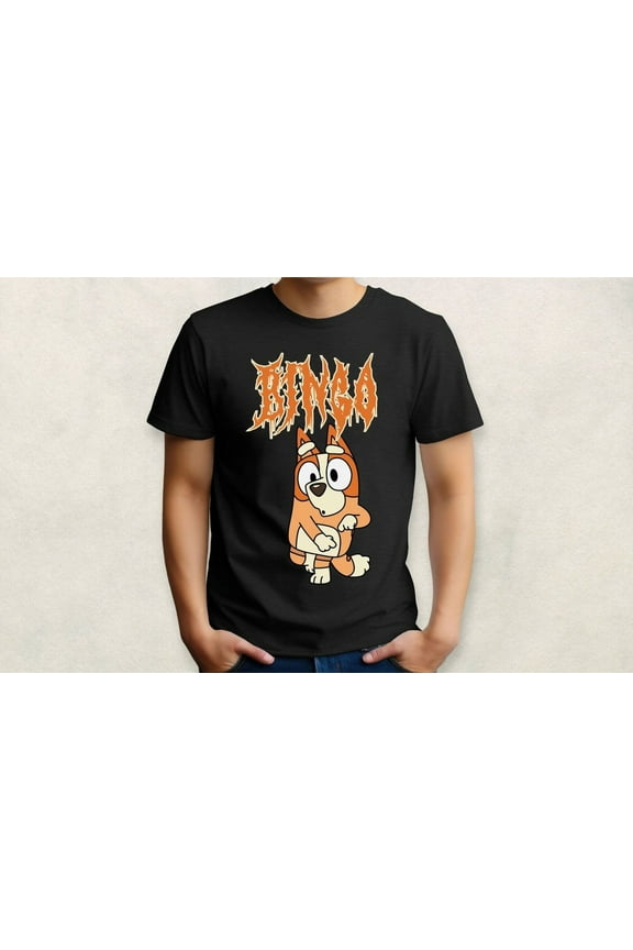 Bingo Metal TShirt, Bluey, Black Metal, Goth Disney, Deathmetal, Blegh, Dead, Rock n Roll, Gift for Goths, Punk Rock, Heavy Metal