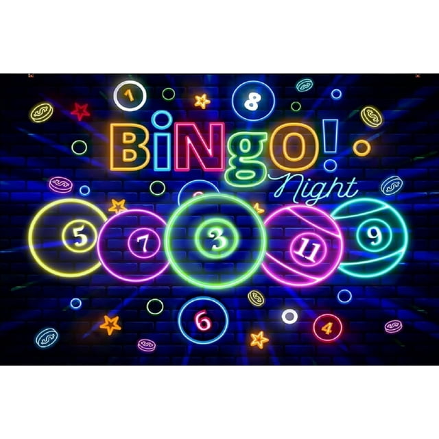 Bingo Night Photography Background Neon Snooker Contest Bingo Winning ...