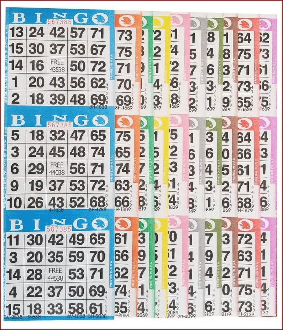 Bingo Paper Game Cards 3 Cards 10 Sheets 100 Books