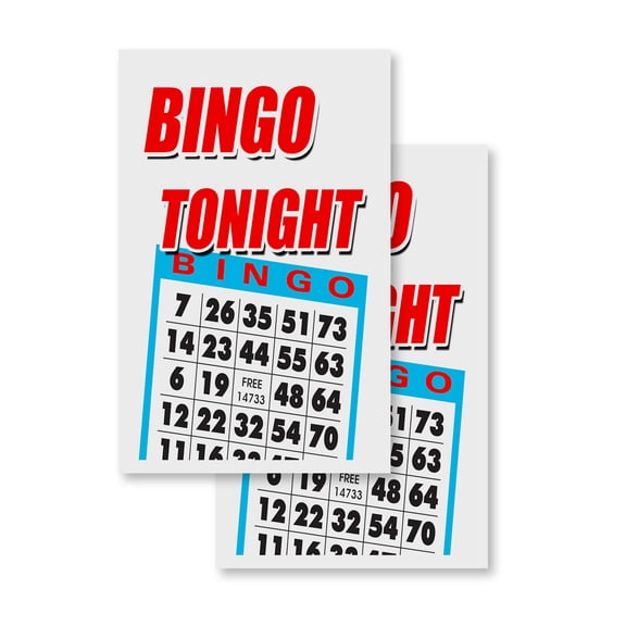 Bingo Tonight (2-PACK) 24" x 36" Vinyl Decals | Sign Insert Peel & Stick Decals Stickers Window Signs