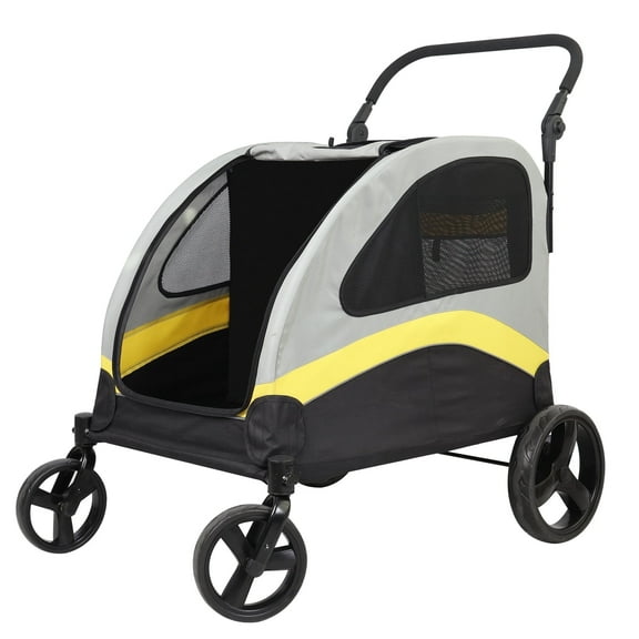 BingoPaw 2 in 1 Foldable Heavy Duty Dog Buggy with Removable Divider for 2 Small or Medium Dogs