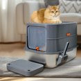 thumbnail image 1 of BingoPaw Cat Litter Box Enclosed Cat Kitty Litter Box with Stainless Steel Tray Pan, Scoop, 1 of 11
