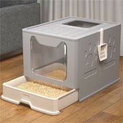 BingoPaw Cat Litter Box Enclosed Kitty Toilet Box with Trays Skylight Door Smelless Large