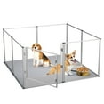 thumbnail image 1 of BingoPaw Clear Dog Whelping Box Fence Pet Breed Pen Playpen with Waterproof Pad, 24" H, 1 of 12