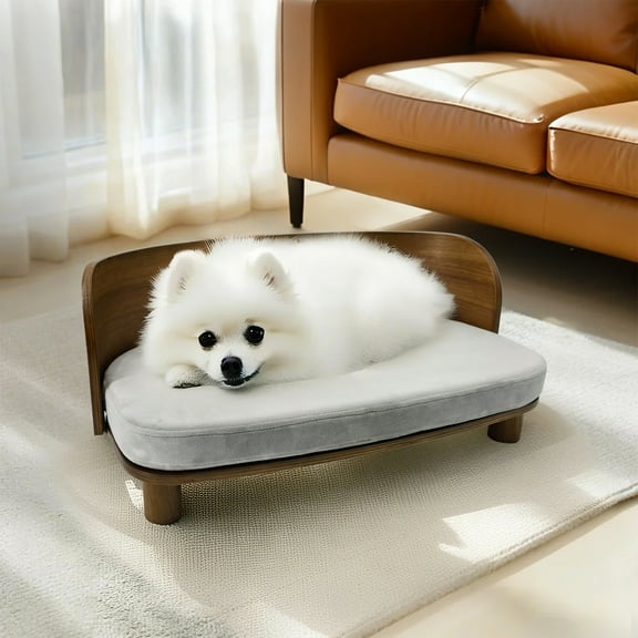 BingoPaw Elevated Pet Sofa Bed Wooden Cat Stool Bed for Small Dogs and Puppies, Waterproof, Removable Cozy Pad