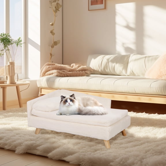 BingoPaw Elevated Sofa Couch Dog Bed Wood Legs for Dogs Cats, 27.56"L