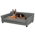 thumbnail image 1 of BingoPaw Extra Large Wooden Frame Raised Lounge Bed Dog Sofa Couch with Comfortable Cushion Mat Grey, 1 of 10