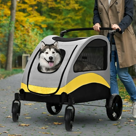 BingoPaw Heavy Duty Dog Travel Stroller Pet Foldable Jogger Wagon with Back Front Door for Small Medium Large Dog
