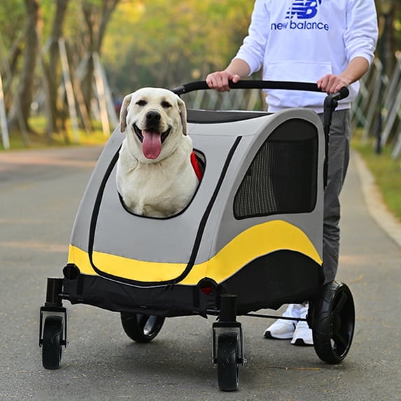 BingoPaw Heavy Duty Dog Travel Stroller Pet Foldable Jogger Wagon with Back Front Door for Small Medium Large Dog