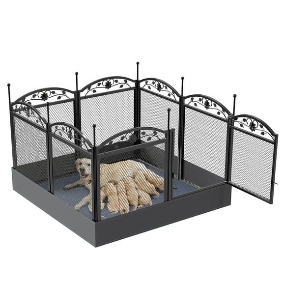 BingoPaw Heavy Duty Dog Whelping Playpen Pet Exercise Play Pen with Waterproof Mat, 31.5"H