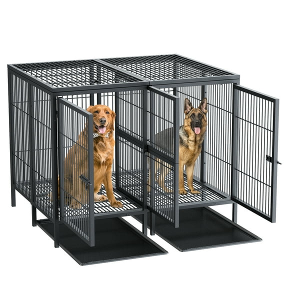 BingoPaw Heavy Duty Metal Dog Crate with Divider & Tray, 51.5"L x 39.3"W x 39.3"H