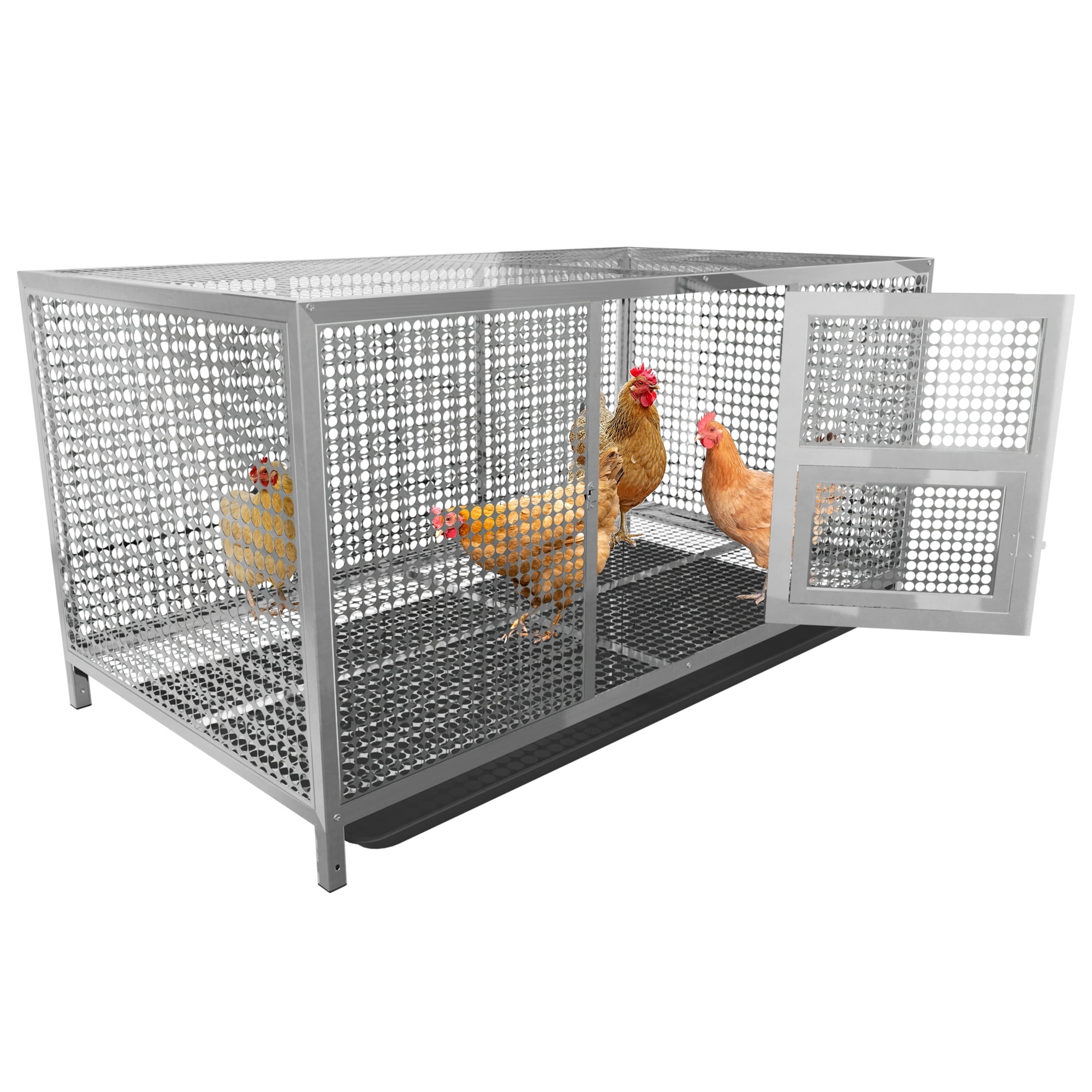 BingoPaw Heavy Duty Stainless Steel Chicken Coop Poultry Cage House with Waterproof Cover for Duck Rabbit Hen Dog Cage, Indoor Outdoor