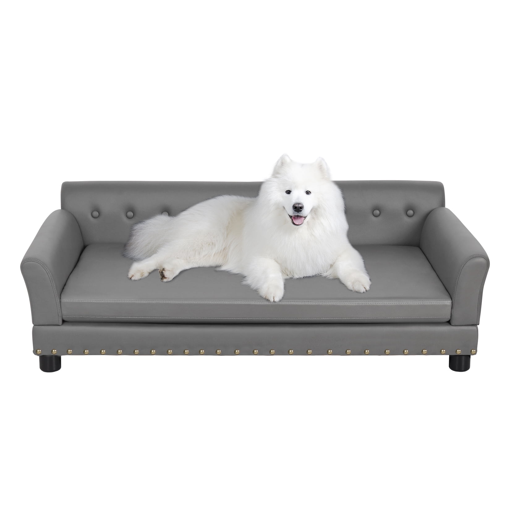 BingoPaw Large Wooden Frame Raised Lounge Bed Dog Sofa Couch with