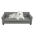 thumbnail image 1 of BingoPaw Large Wooden Frame Raised Lounge Bed Dog Sofa Couch with Comfortable Cushion Mat Grey, 1 of 12