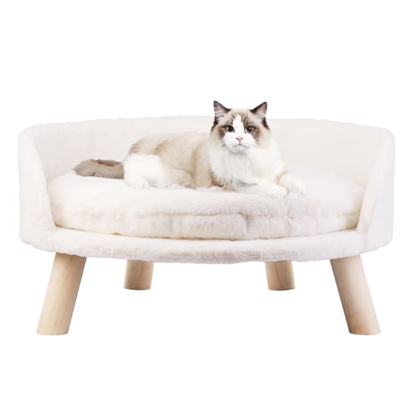 BingoPaw Small Cat Bed Seat Lounger Soft Plush Fabric Nesting Chair Couch Stool, 16"L