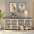 thumbnail image 1 of Bingopaw Triple Door Wooden Dog Crate Indoor, Medium, Removable Tray, 30.91"L x 22.24"W x 25.59"H, 1 of 11