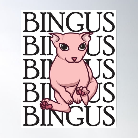 Bingus Text Array White Poster Wall Art, Modern Wall Decor For Living Room Bedroom, 12x18 UNFRAMED