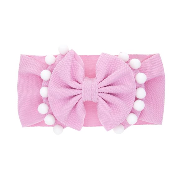 Binhe 1PC Baby Girls Solid Bowknot 3D Ball Stretchy Headbands Hat Accessories and Cotton for Pearl Chiffon Head Flower to Unisex Children