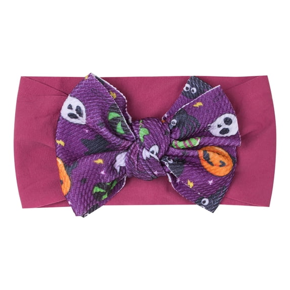 Binhe Baby Girls Headband Halloween Pumpkin Printed Hairbands Bow Knotted Headwrap for Solid Color to Soft and Comfortable to Wear with Sequins