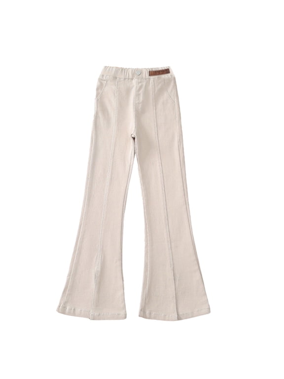 Boys' Everyday Jeans Tollder Girl High Elastic Waist Flare Leg Pants Wide Leg Casual Long Bell Bottom Trousers Leisure, Breathable, Elastic, Fashionable